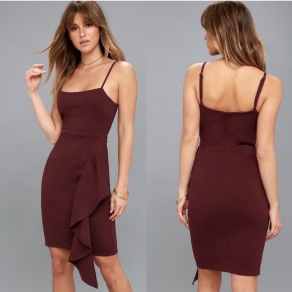 Lulu's Adelaide Plum Purple Ruffled Bodycon Dress Small